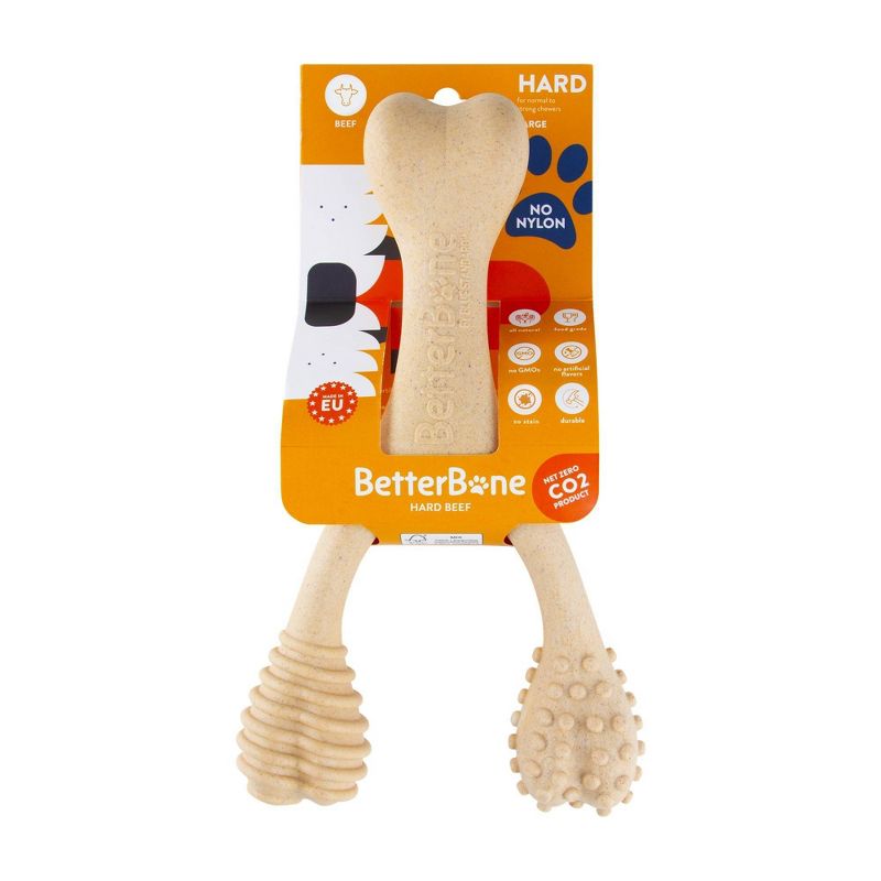 BetterBone Hard Beef Nylon Free Dog Bone Chew Toy - L