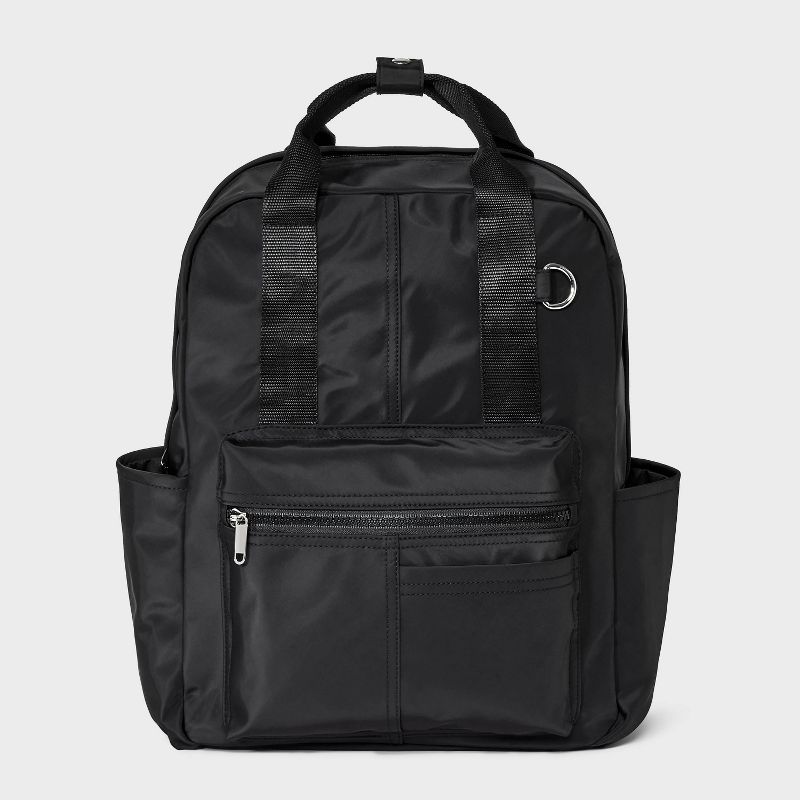 Square Backpack - Wild Fable™ Black: College Bookbag, Fits 16" Laptop, Lightweight Woven Design