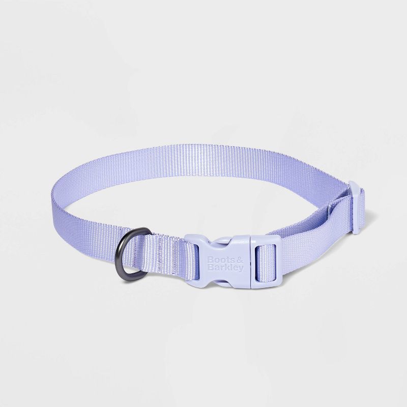 Basic Dog Adjustable Collar with Color Matching Buckle - XL - Lilac - Boots & Barkley™