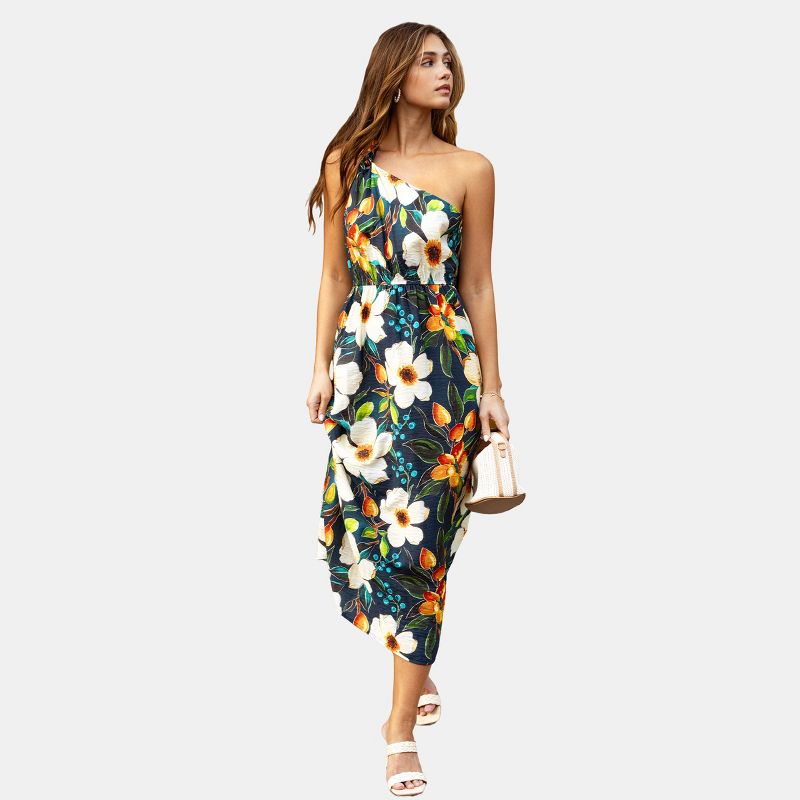 Women's Vibrant Floral Strapless Maxi Dress - Cupshe-M-Multicolored