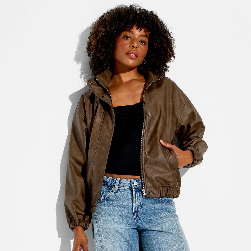 Women's Bomber Jacket - Wild Fable™ Brown S