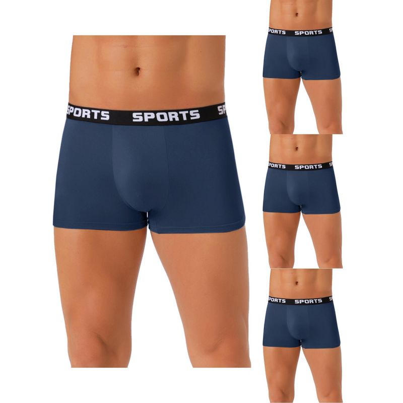 INSPIRE CHIC Men's 4 Pack Lightweight Short Leg Stretch Underwear Boxer Briefs 4 Navy Blue 36
