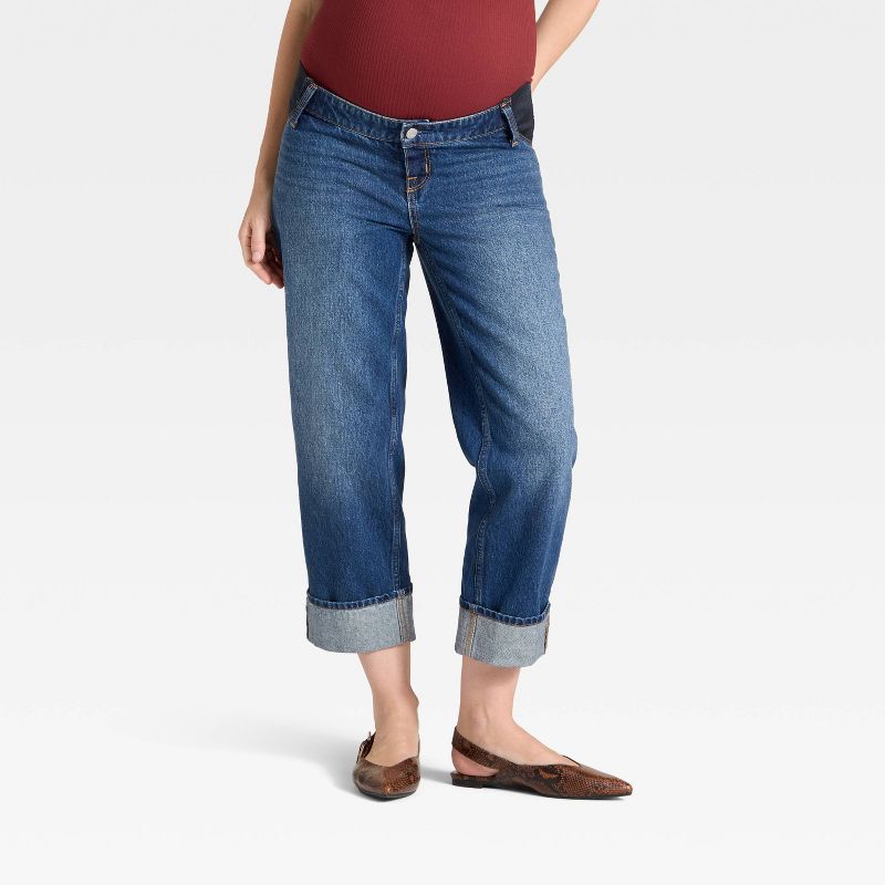 Under The Belly Cropped Vintage High-Rise Straight Leg Maternity Jeans - Isabel Maternity by Ingrid & Isabel™ Dark Wash 10