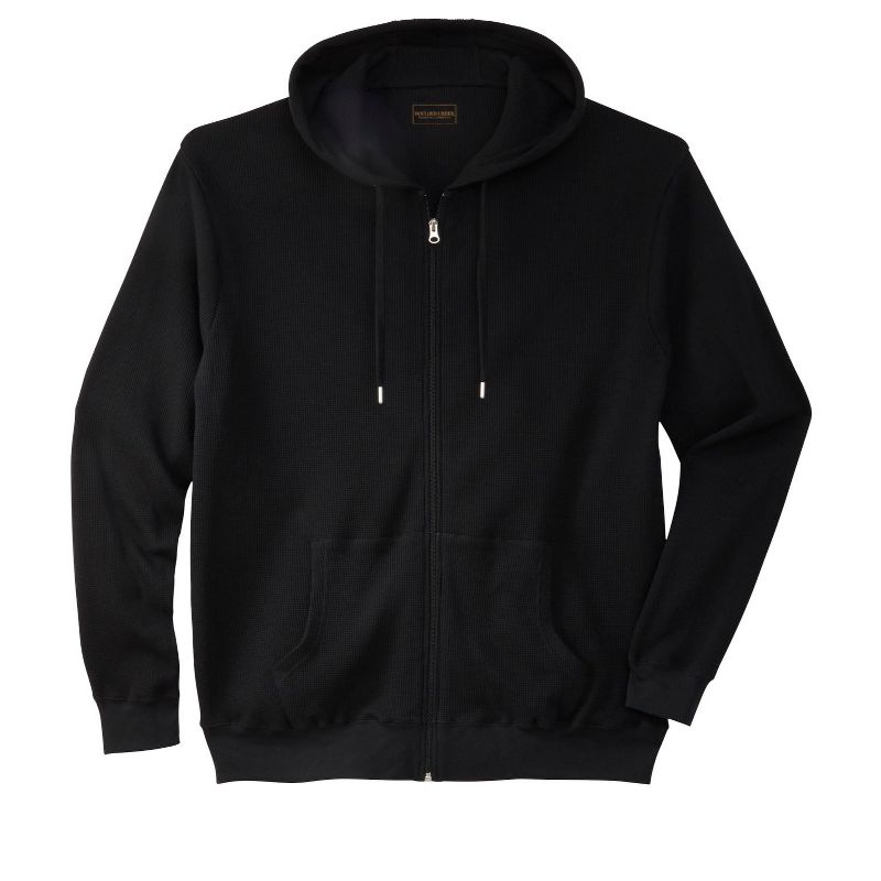 Boulder Creek by KingSize Thermal Waffle Zip Hoodie - 2XL, Black