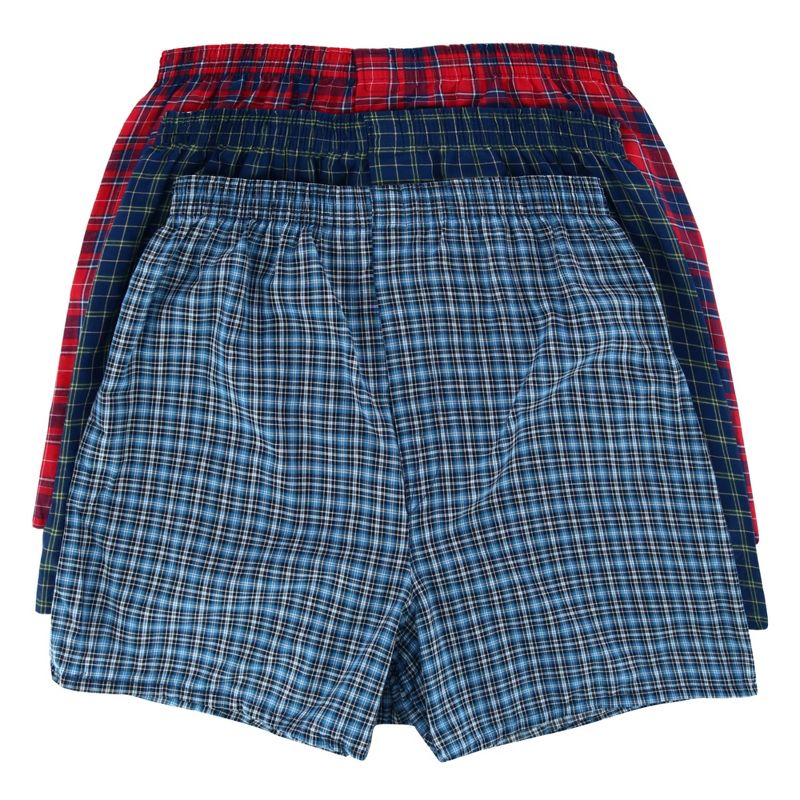 Fruit of the Loom Men's Plaid Tartan Boxer Underwear (3 Pack), Xlarge, Assorted