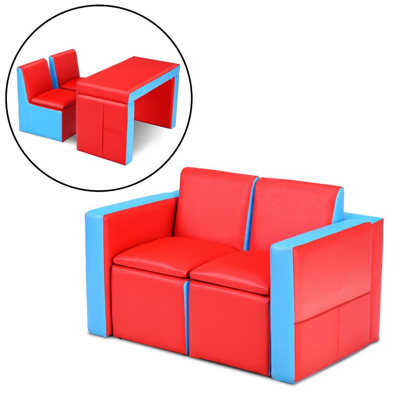 Costway Multi-functional Kids Sofa Table Chair Set Couch Storage Box Furniture Bedroom