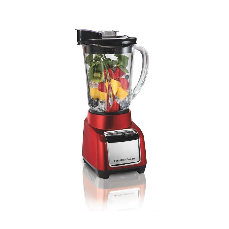 Hamilton Beach Wave Action Blender 48oz Red 53519FG: 700W Glass Jar, 6 Speeds, Dishwasher-Safe, Smoothie & Kitchen Blender
