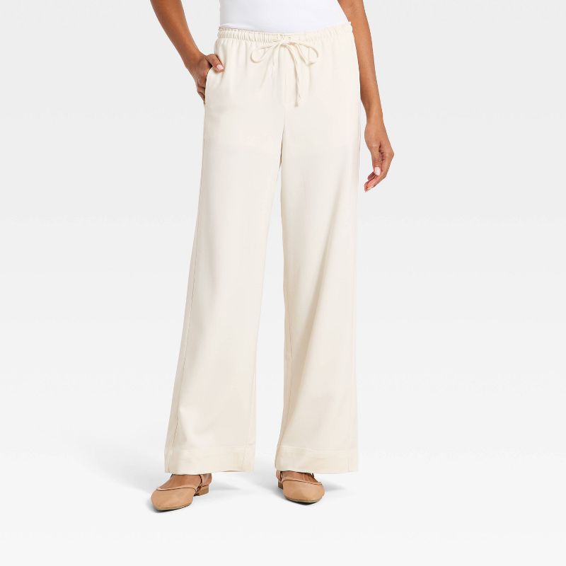 Women's Effortless Pull-On Pants - A New Day™ Cream M