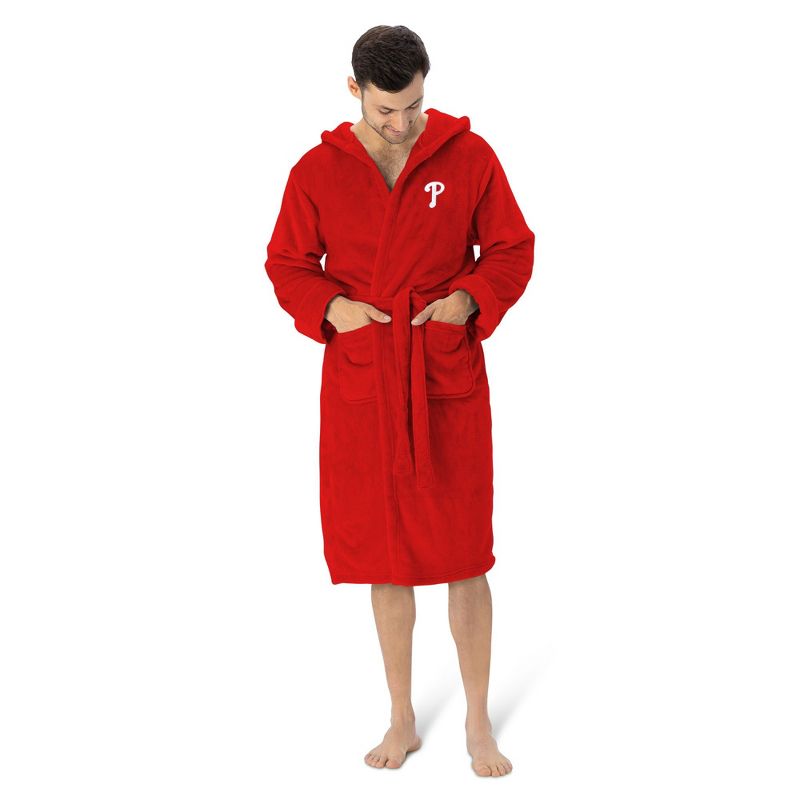 Philadelphia Phillies MLB Hooded Silk Touch Bath Robe 26x47 Inches