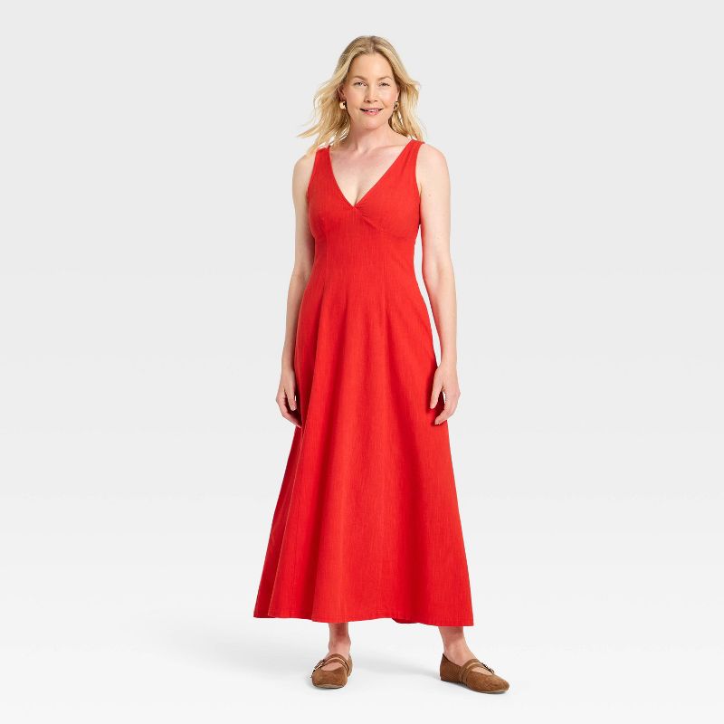 Women's Sleeveless Maxi A-Line Dress - Universal Thread™ Red XL