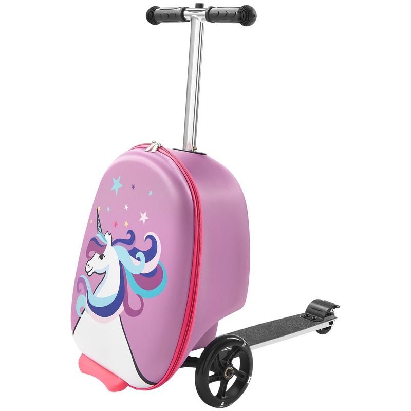 TopComfy Baby Walkers Kids Ride-On Scooter Suitcase with Flash Wheels, 2-in-1 Carry-On Luggage for Travel and Play, Purple, 12.99"*11.81"*21.65"