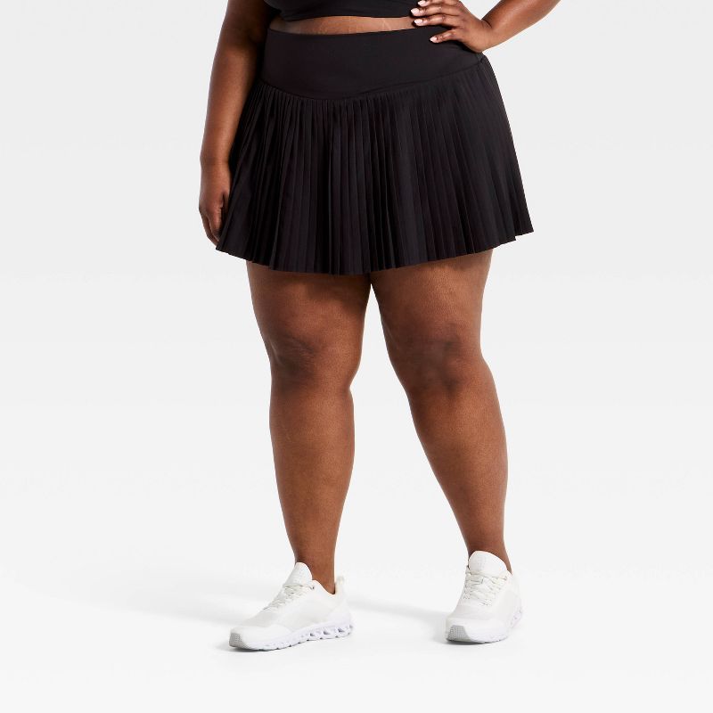 Women's Woven High-Rise Pleated Skort - All In Motion™ Black 2X