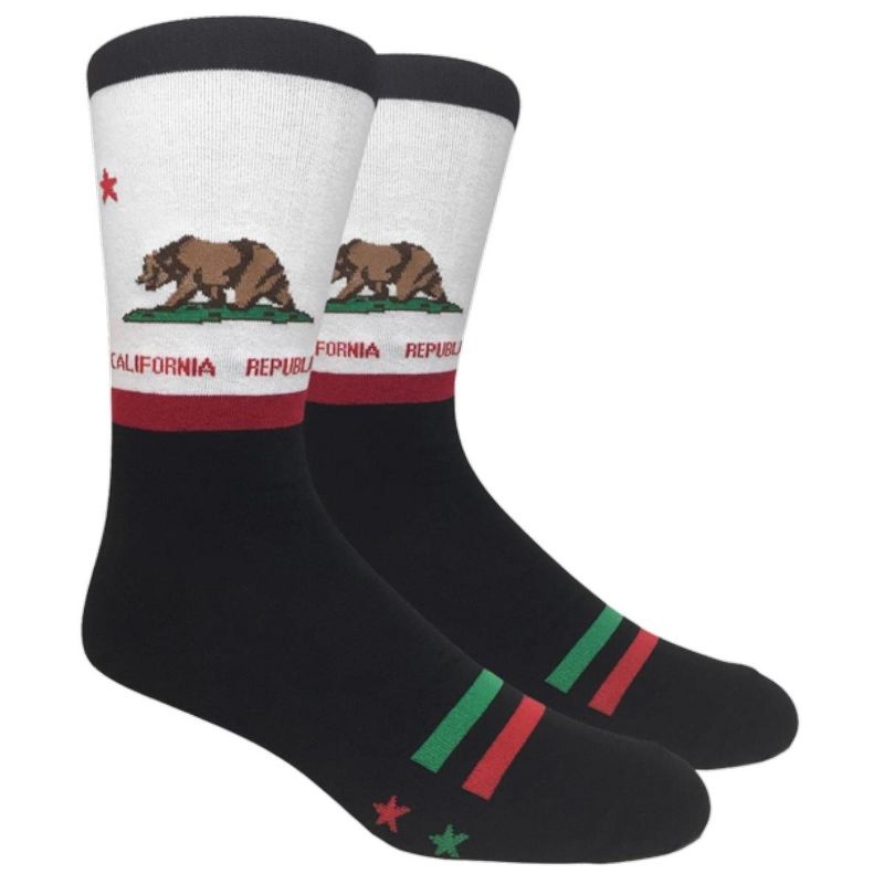 California Republic Bear Flag Socks from the Sock Panda (Men's Sizes, Adult Large)