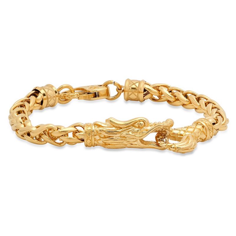 Steeltime Men's 18k gold plated stainless steel dragon link bracelet