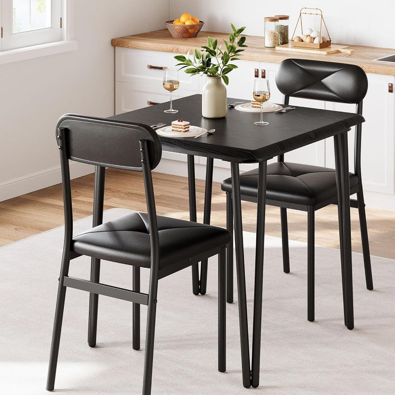 Dining Table Set for 4, Kitchen Table with Upholstered Chairs for Kitchen Room and Small Spaces