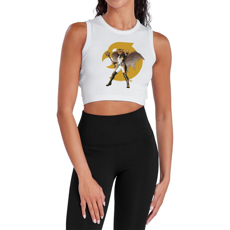 Women's Superman 2025 Hawkgirl Sleeveless Crop Top Tank, White, X Large