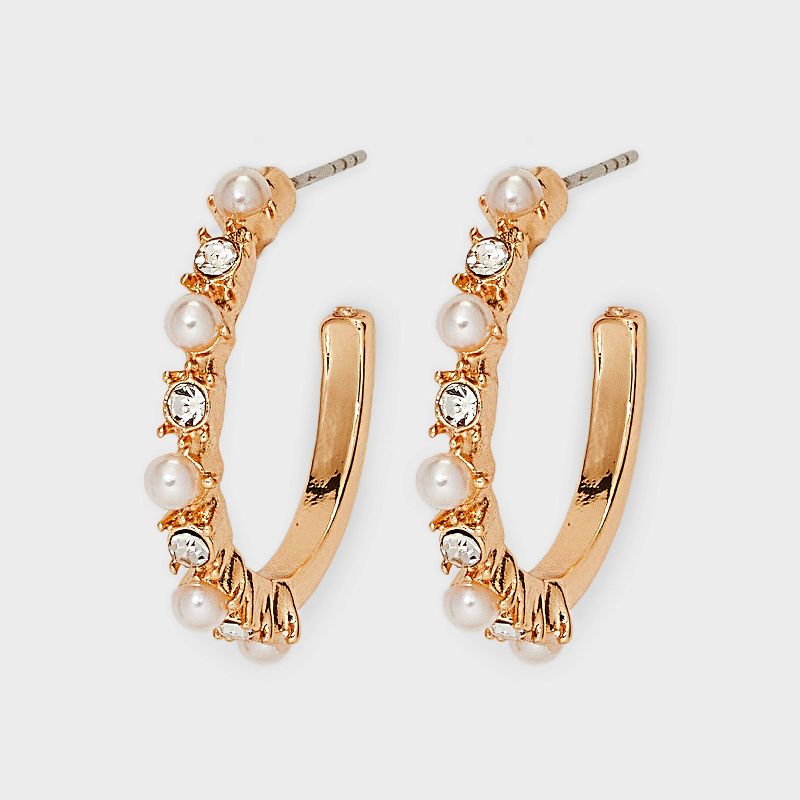 Pearl Hoop Earrings - A New Day™ Gold: Hypoallergenic Nickel-Free Statement Jewelry