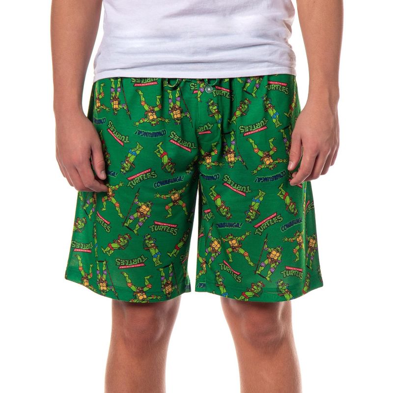 Intimo Teenage Mutant Ninja Turtles Lounge Shorts Men's Cowabunga Pajama Bottoms (M) Green