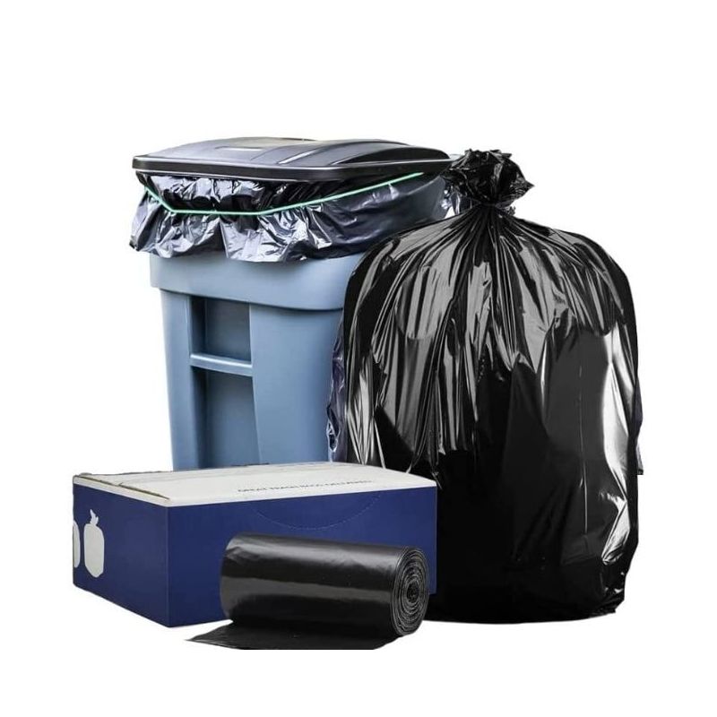 Plasticplace Toter Compatible Trash Bags on Rolls, 64 Gallon, Black (100 Count)