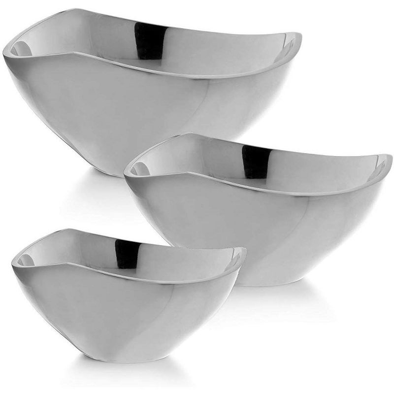 Nambé Tri-Corner Bowl 9-Inch - Elegant Sculptural Serving Dish with Curved Rim Points, Alloy Centerpiece for Dining Table, Modern Decorative Bowl