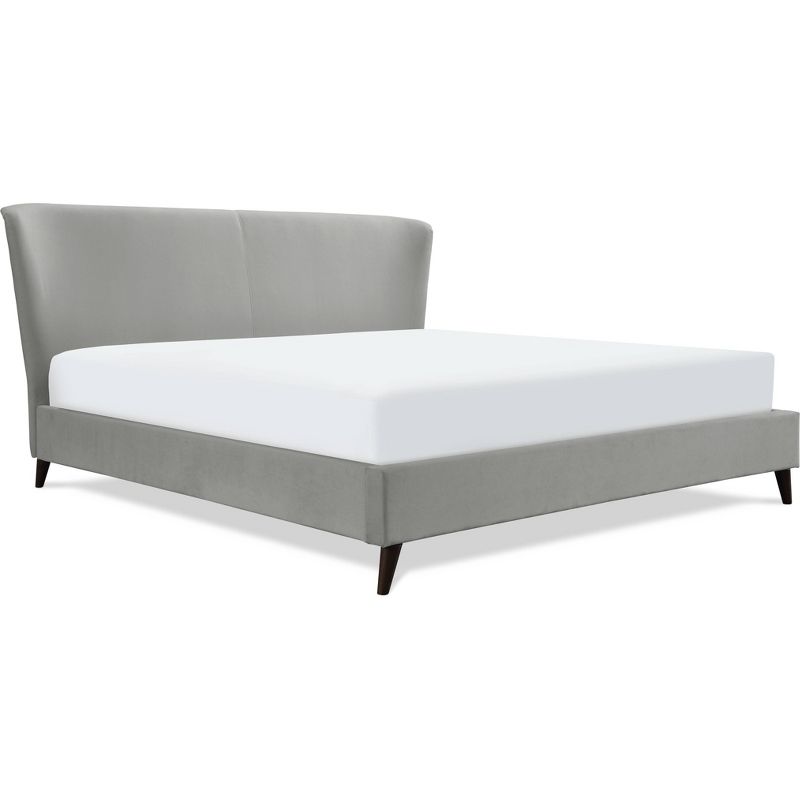 King Adele Wingback Upholstered Platform Bed Gray - Adore Decor: Velvet Textile, Modern Bedroom Furniture