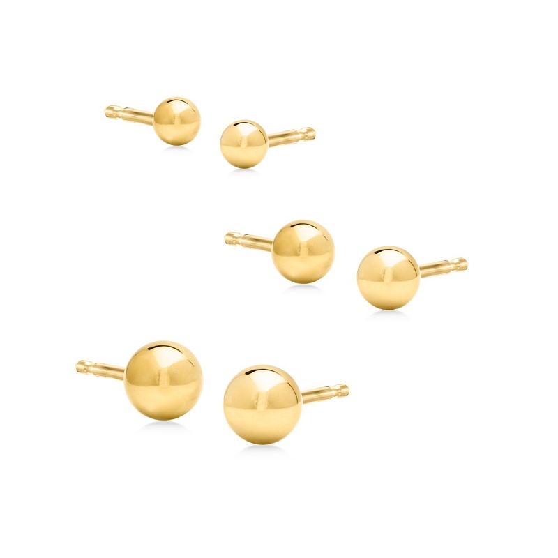 Pure Collection by Ross-Simons 14kt Yellow Gold Jewelry Set: 3 Pairs Of 3-5mm Ball Stud Earrings