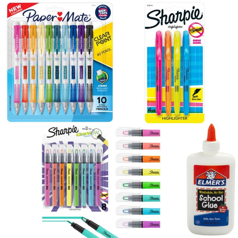 Back to School Essentials Kit – Highlighters, Mechanical Pencils & School Glue – 20+ Pieces