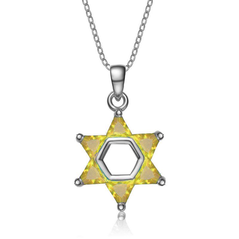 Guili Sterling Silver with Cubic Zirconia Small Star of David Pendant Necklace, A Beautiful and Meaningful Accent, Perfect for Any Event