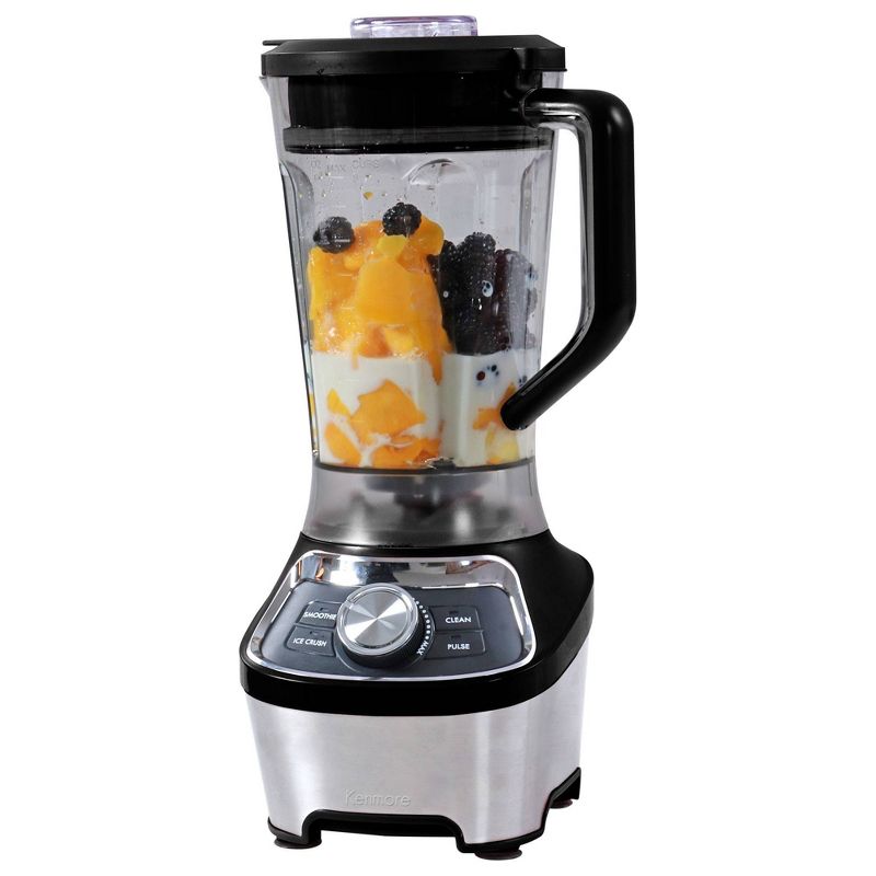 Kenmore 64 oz Stand Blender 1200W Smoothie and Ice Crush Modes Black: Stainless Steel Blades, 16 Speeds, Dishwasher-Safe