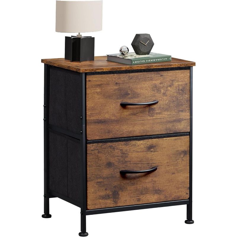 SEVOBAL Nightstand 2 Drawers Bedside Table Removable Bins Sturdy Organizer Furniture for Bedroom Nursery Closet Living Room, Brown, 18"*11.8"*20"