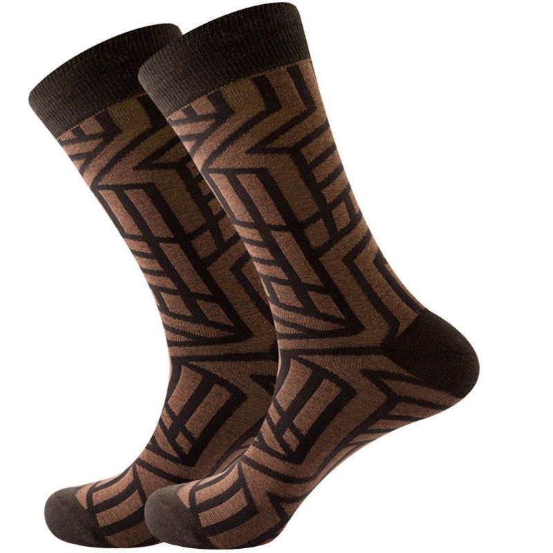 Brown Geometric Pattern Socks (Men's Sizes, Adult Large) from the Sock Panda