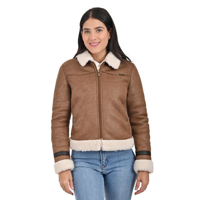 Wrangler Fur Lined Women's Cozy Jacket WRDO233, Large, Brown