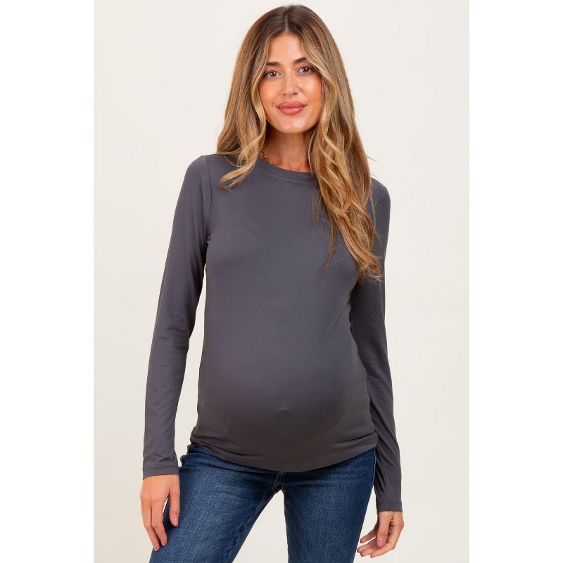 Pinkblush Charcoal Basic Long Sleeve Maternity Top XL
