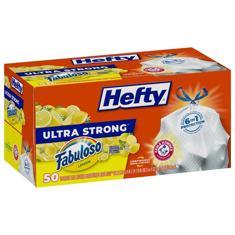 Hefty Ultra Strong Fabuloso Lemon Tall Kitchen Trash Bags - 13gal/50ct
