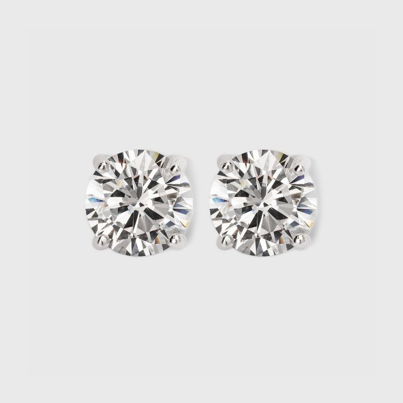 Sterling Silver Small Round Cubic Zirconia Stud Earring - A New Day™ Silver: Post Closure, Simulated Stones
