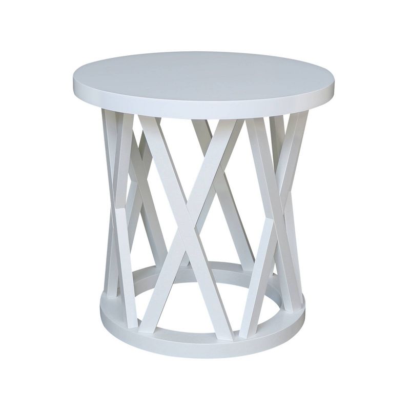 24" Ceylon Round End Table White - International Concepts: Solid Wood, Living Room Furniture