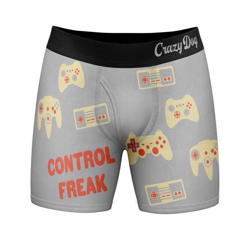Mens Control Freak Boxer Briefs Funny Video Game Gamer Gift Graphic Novelty Underwear - Crazy Dog Boxer Briefs Gift for Dad Control Freak M