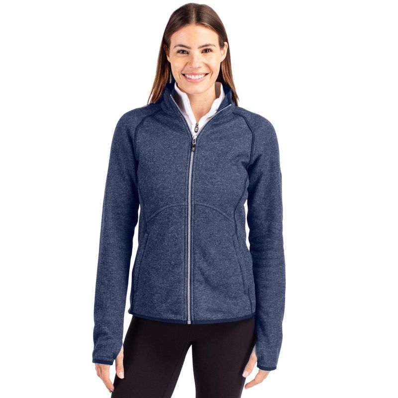 Cutter & Buck Mainsail Sweater-Knit Womens Full Zip Jacket - Liberty Navy Heather - S
