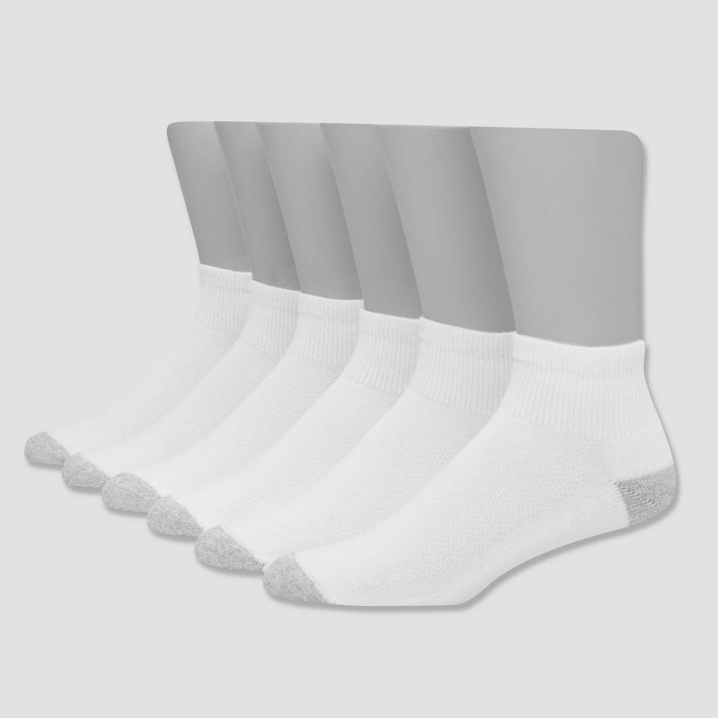 Hanes Premium Men's X-Temp Breathable Ankle Socks 6pk - White 6-12: Cushioned Sole, Reinforced Heel & Toe, Midweight Fabric