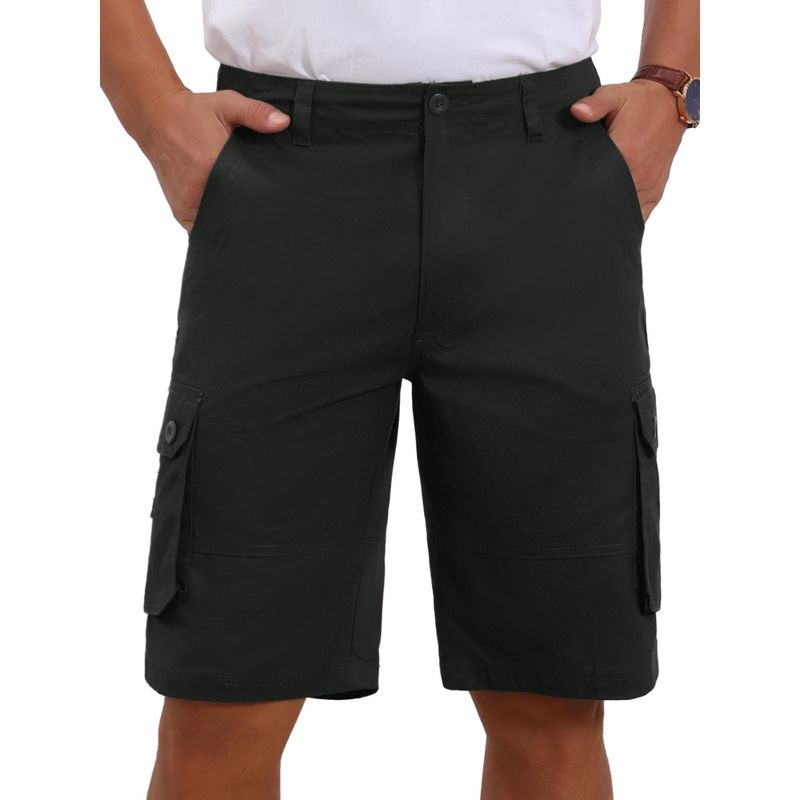 INSPIRE CHIC Men's Multi-Pockets Cotton Casual Camping Fishing Cargo Shorts 32 Black