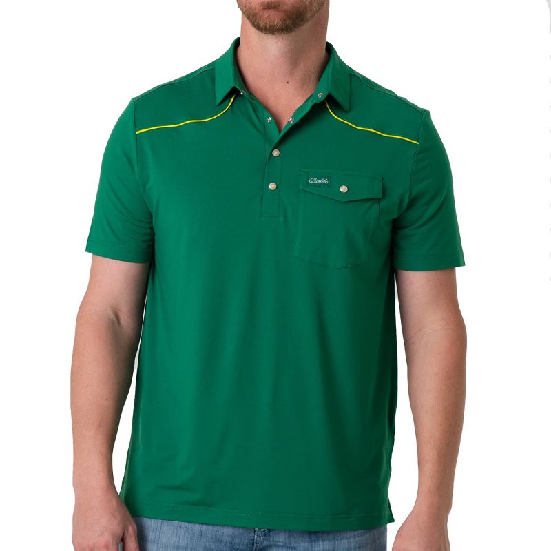 Burlebo Men's Performance Short Sleeve Pearl Snap Polo Golf Shirt