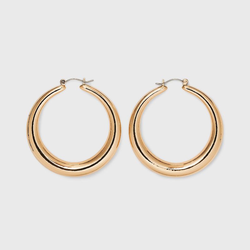 Thick Hoop Earrings - A New Day™ Gold: Nickel-Free Metal, Hinge Closure, 1.92" Diameter