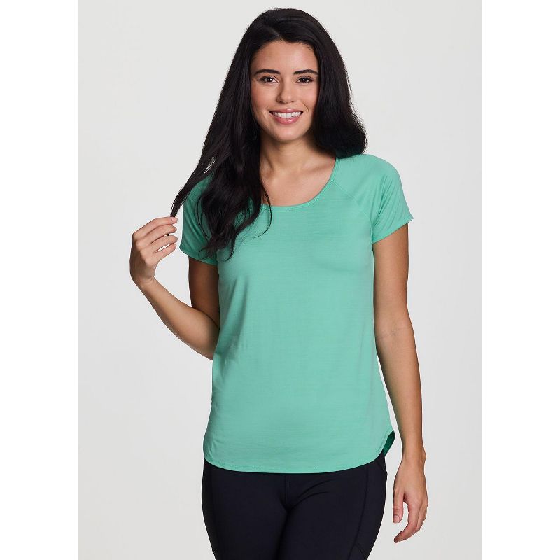 RBX Active Women's Buttery Soft Athletic T-Shirt Quick Drying Short Sleeve Curved Hem Workout Top - Seafoam,S
