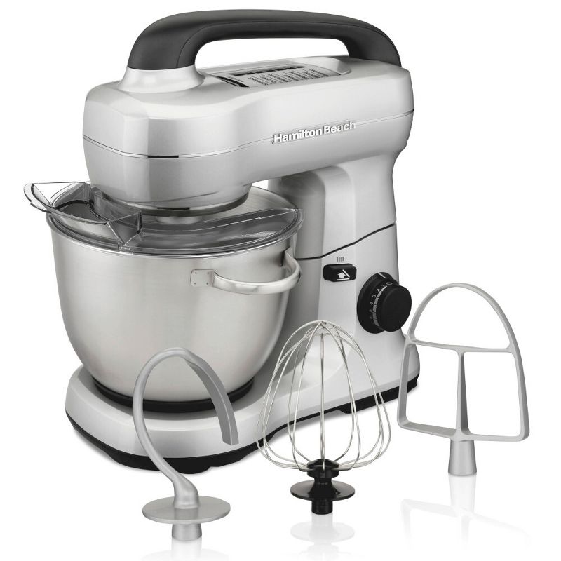 Hamilton Beach 7 Speed Stand Mixer - Silver - 63392: 300W Metal Kitchen Mixer, Dishwasher-Safe Parts, 4 Qt Capacity