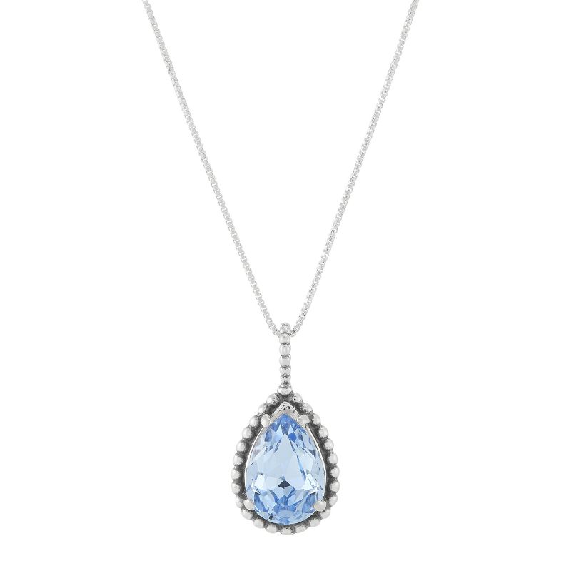 Silpada 'Cooling Aura' Sterling Silver Blue Crystal Pendant Necklace, 18" + 2"
