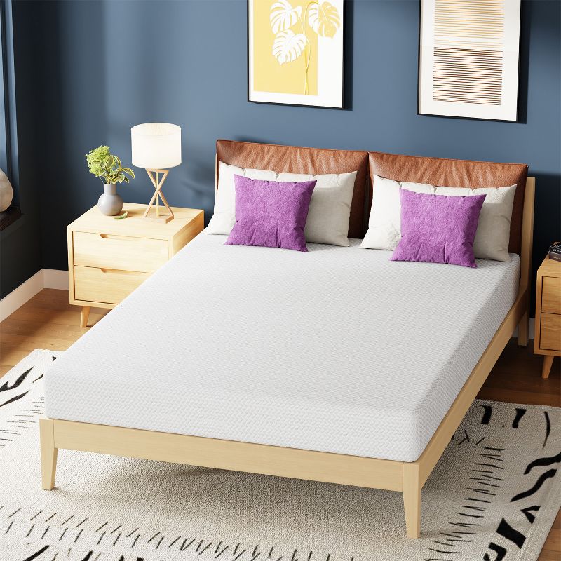 FDW 8 Inch Queen Green Tea Memory Foam Mattress Cooling Gel Infused Mattress,Medium Firm Mattresses/CertiPUR-US Certified/Bed-in-a-Box,White