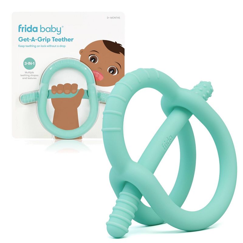 Frida Baby Get-A-Grip Teether for Teething Relief, 100% Food-Grade Silicone Teething Toys for Baby 0-6, 12, 18m - Teal