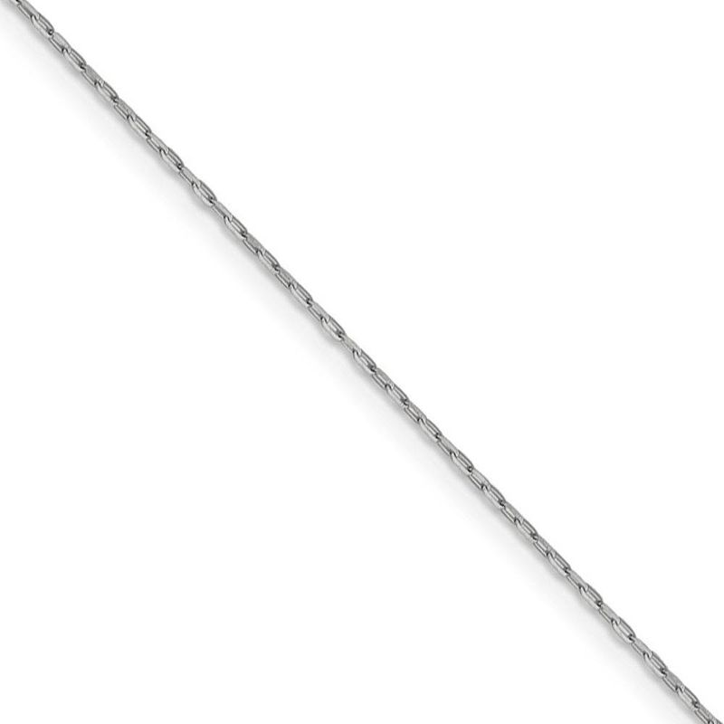 Black Bow Jewelry 1mm 14k White Gold Diamond Cut Open Long Cable Necklace Chain, 18 Inch