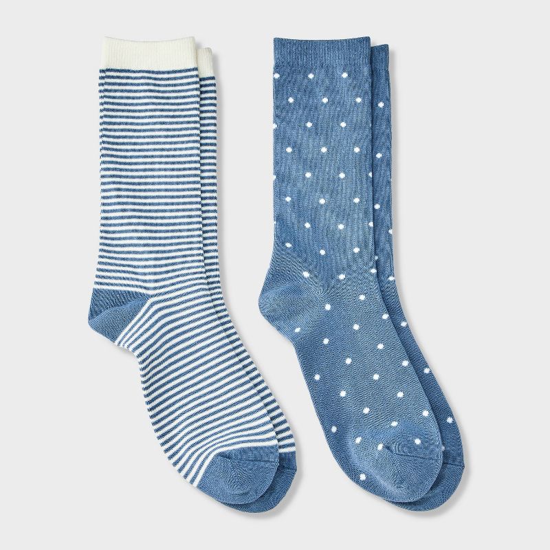 Men's 2pk Casual Crew Socks - Goodfellow & Co™ Blue 6-12