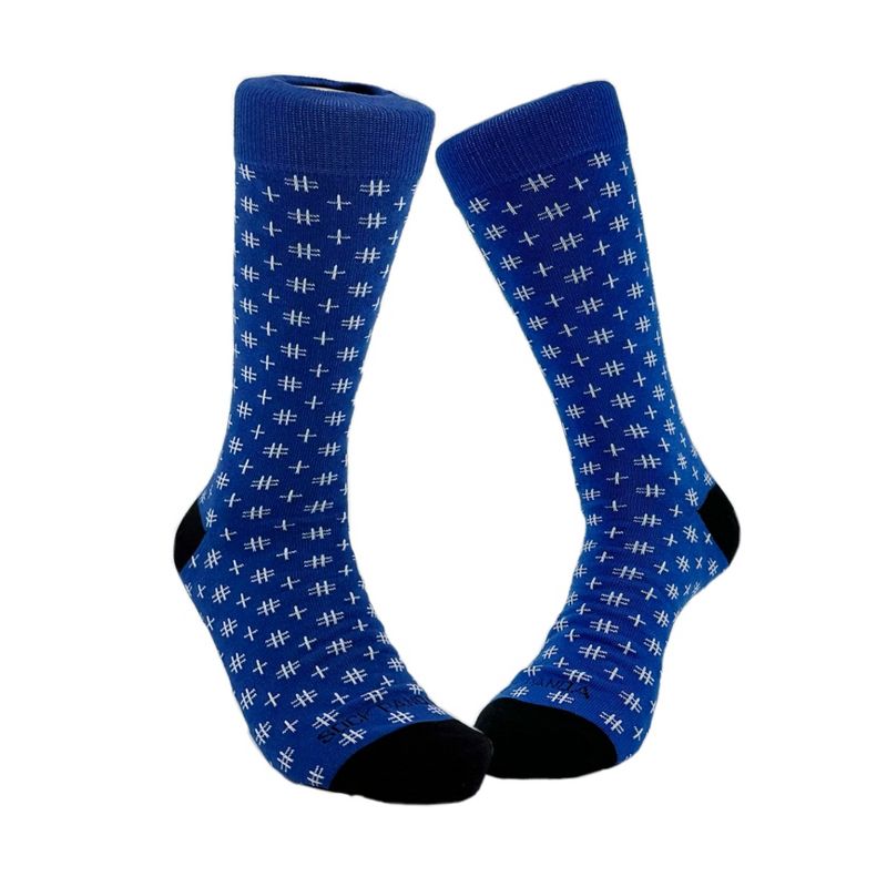 Blue Hashtag Patterned Socks from the Sock Panda (Men's Sizes, Adult Large)